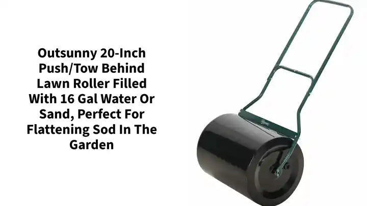Outsunny 20-Inch Push/Tow Behind Lawn Roller Filled with 16 Gal Water or Sand, Perfect for Flattening Sod in the Garden by@Outfy