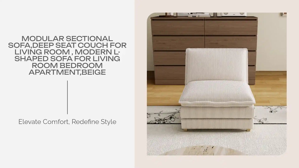 Modular Sectional Sofa,Deep Seat Couch for Living Room , Modern L-Shaped Sofa for Living Room Bedroom Apartment,BEIGE by@Outfy