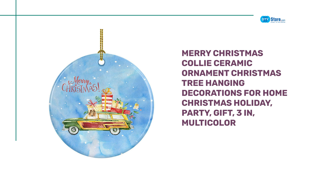 Merry Christmas Collie Ceramic Ornament Christmas Tree Hanging Decorations for Home Christmas Holiday, Party, Gift, 3 in, Multicolor by@Outfy