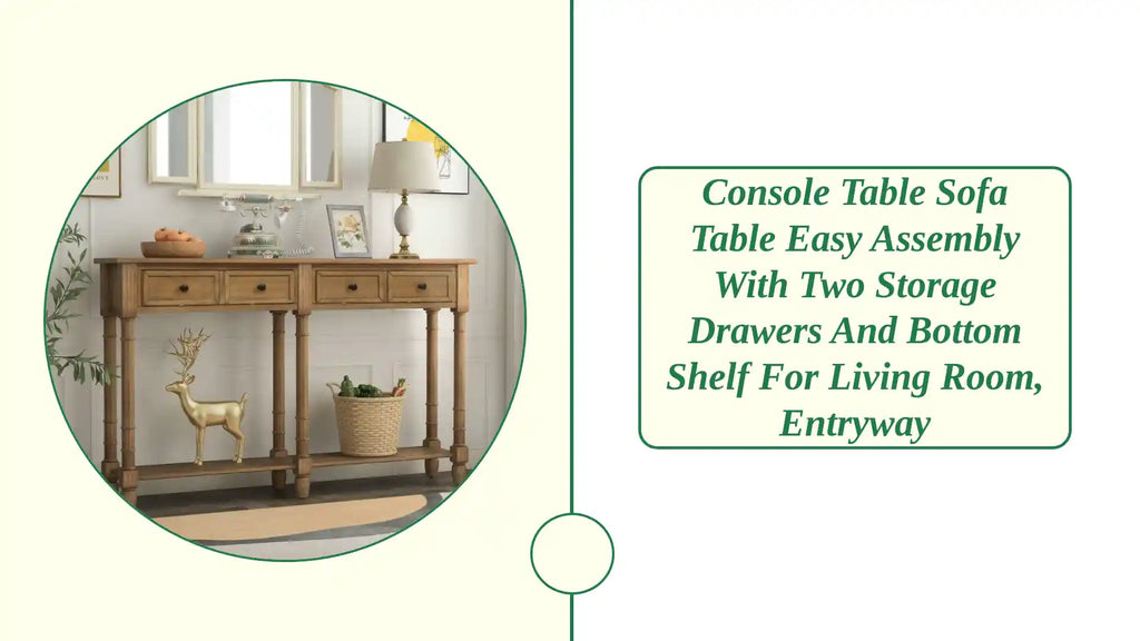 Console Table Sofa Table Easy Assembly with Two Storage Drawers and Bottom Shelf for Living Room, Entryway by@Outfy