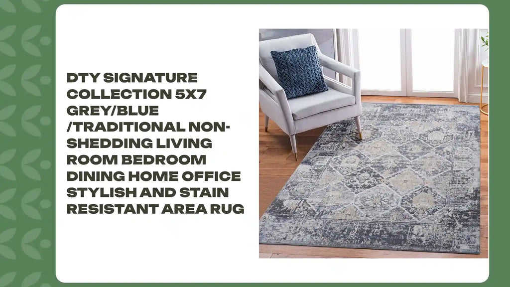 DTY Signature Collection 5X7 Grey/Blue /Traditional Non-Shedding Living Room Bedroom Dining Home Office Stylish and Stain Resistant Area Rug by@Outfy
