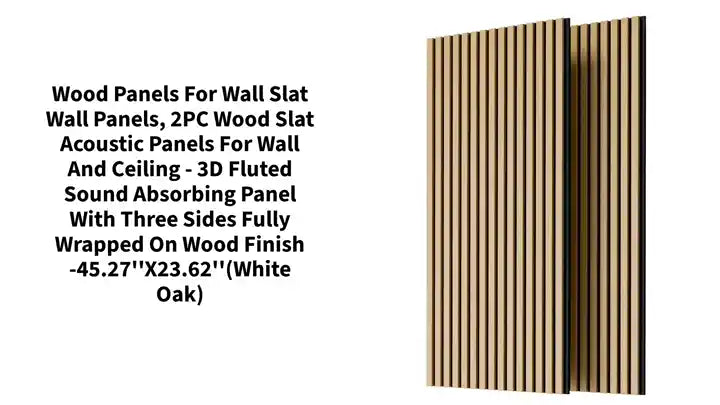 Wood Panels for Wall Slat Wall Panels, 2PC Wood Slat Acoustic Panels for Wall and Ceiling - 3D Fluted Sound Absorbing Panel with Three Sides Fully Wrapped on Wood Finish -45.27&#039;&#039;X23.62&#039;&#039;(White Oak) by@Outfy