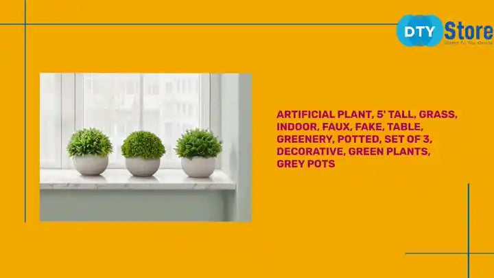 Artificial Plant, 5&#039; Tall, Grass, Indoor, Faux, Fake, Table, Greenery, Potted, Set Of 3, Decorative, Green Plants, Grey Pots by@Outfy