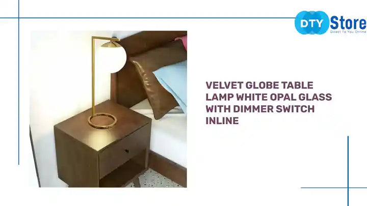 Velvet Globe Table Lamp White Opal Glass with Dimmer Switch Inline by@Outfy