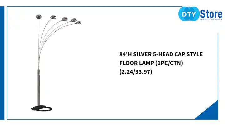 84&#039;H SILVER 5-HEAD CAP STYLE FLOOR LAMP (1PC/CTN) (2.24/33.97) by@Outfy