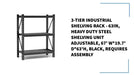 3-Tier Industrial Shelving Rack - 63in, Heavy Duty Steel Shelving Unit Adjustable, 67' W*19.7' D*63'H, Black, Requires Assembly by@Outfy