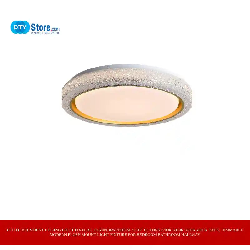 LED Flush Mount Ceiling Light Fixture, 19.69in 36W,3600LM, 5 CCT Colors 2700K 3000K 3500K 4000K 5000K, Dimmable Modern Flush Mount Light Fixture for Bedroom Bathroom Hallway by@Outfy