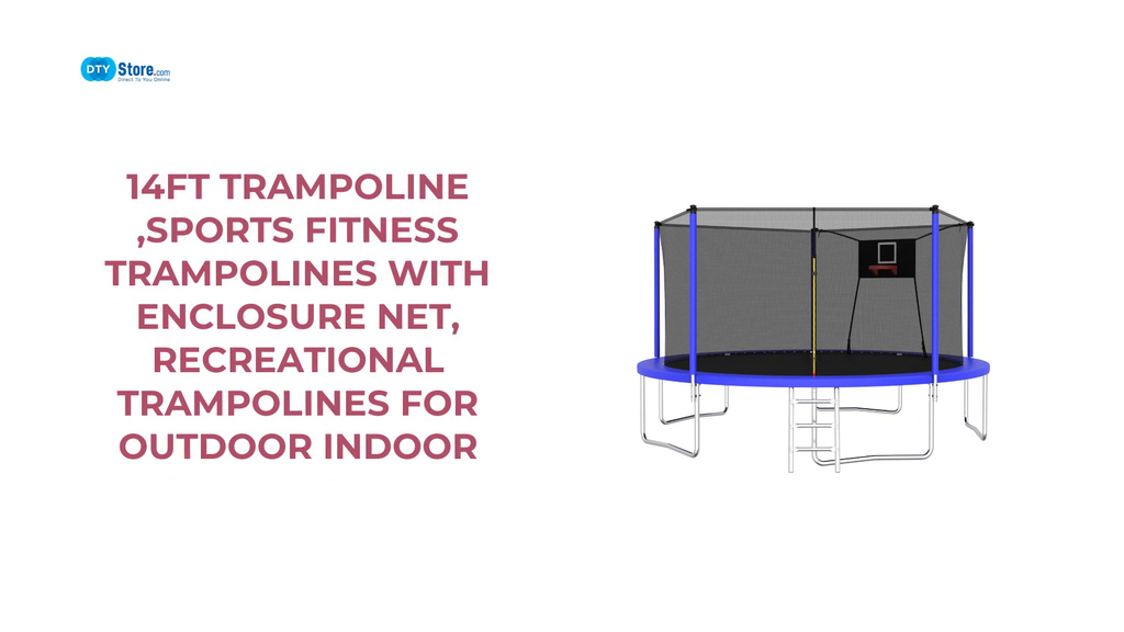 14FT Trampoline ,Sports Fitness Trampolines with Enclosure Net, Recreational Trampolines for Outdoor Indoor by@Outfy