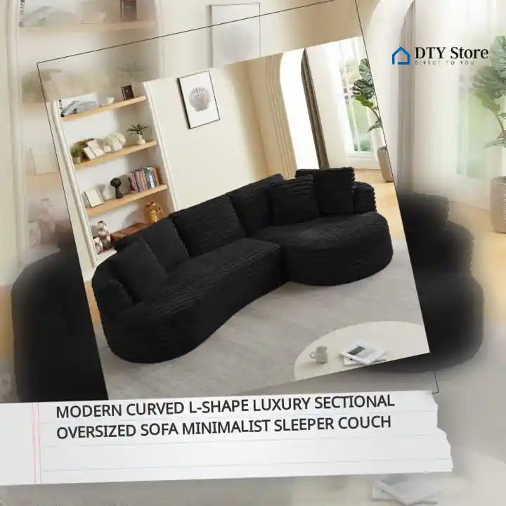 Modern Curved L-Shape Luxury Sectional Oversized Sofa Minimalist Sleeper Couch by@Outfy