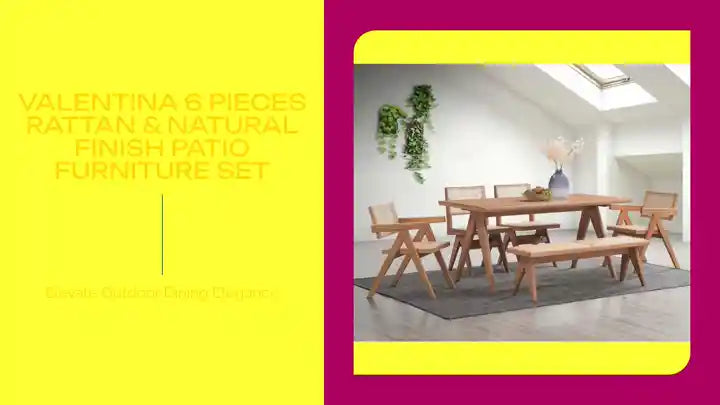 Valentina 6 Pieces Rattan &amp; Natural Finish Patio Furniture Set by@Outfy