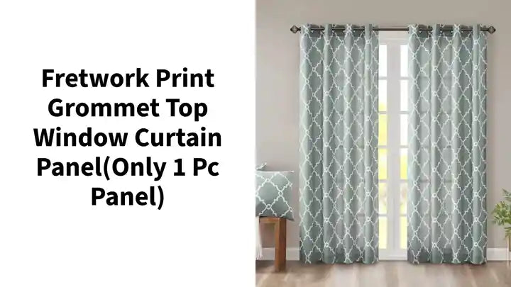 Fretwork Print Grommet Top Window Curtain Panel(Only 1 Pc Panel) by@Outfy