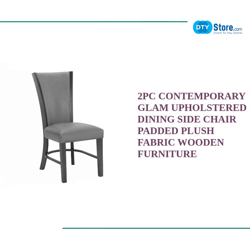 2pc Contemporary Glam Upholstered Dining Side Chair Padded Plush Fabric Wooden Furniture by@Outfy