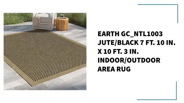 Earth GC_NTL1003 Jute/Black 7 ft. 10 in. x 10 ft. 3 in. Indoor/Outdoor Area Rug by@Outfy