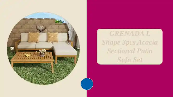 GRENADA L Shape 3pcs Acacia Sectional Patio Sofa Set by@Outfy