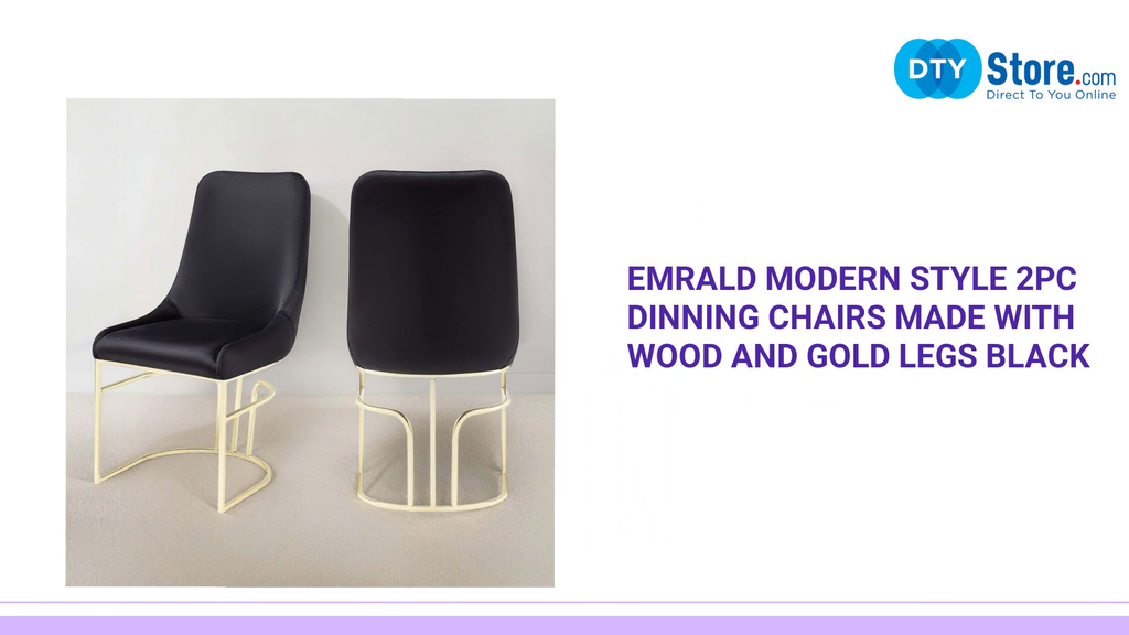 Emrald Modern Style 2PC Dinning Chairs made with wood and Gold Legs Black by@Outfy