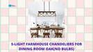 5-Light Farmhouse Chandeliers For Dining Room Oak(No Bulbs) by@Outfy