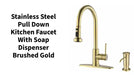 Stainless Steel Pull Down Kitchen Faucet with Soap Dispenser Brushed Gold by@Outfy
