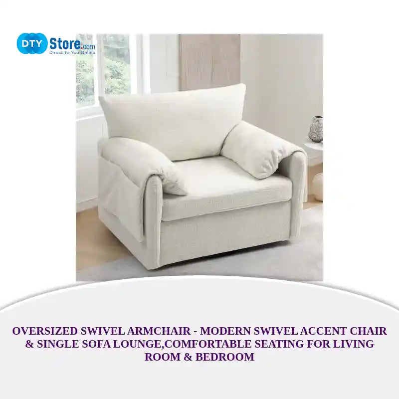 Oversized Swivel Armchair - Modern Swivel Accent Chair &amp; Single Sofa Lounge,Comfortable Seating for Living Room &amp; Bedroom by@Outfy