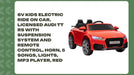 6V Kids Electric Ride On Car, Licensed Audi TT RS with Suspension System and Remote Control, Horn, 5 Songs, Lights, MP3 Player, Red by@Outfy