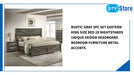 Rustic Gray 3pc Set Eastern King Size Bed 2x Nightstands Unique Design Headboard Bedroom Furniture Metal Accents by@Outfy