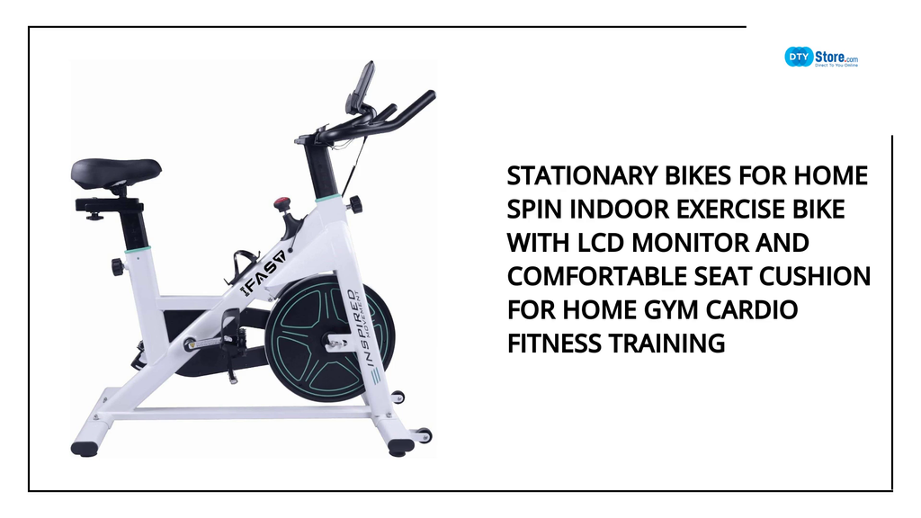 Stationary Bikes for Home Spin Indoor Exercise Bike with LCD Monitor and Comfortable Seat Cushion for Home Gym Cardio Fitness Training by@Outfy