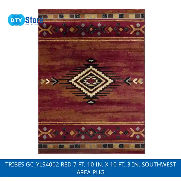 Tribes GC_YLS4002 Red 7 ft. 10 in. x 10 ft. 3 in. Southwest Area Rug by@Outfy