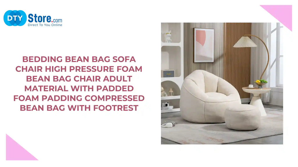 Bedding Bean Bag Sofa Chair High Pressure Foam Bean Bag Chair Adult Material with Padded Foam Padding Compressed Bean Bag With Footrest by@Outfy