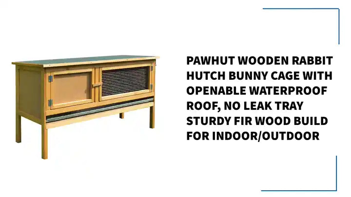 PawHut Wooden Rabbit Hutch Bunny Cage with Openable Waterproof Roof, No Leak Tray Sturdy Fir Wood Build for Indoor/Outdoor by@Outfy