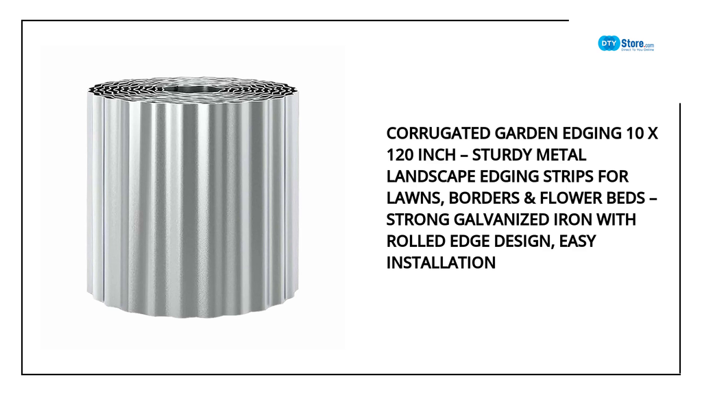 Corrugated Garden Edging 10 x 120 inch &ndash; Sturdy Metal Landscape Edging Strips for Lawns, Borders &amp; Flower Beds &ndash; Strong Galvanized Iron with Rolled Edge Design, Easy Installation by@Outfy