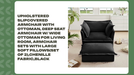 Upholstered Slipcovered Armchair with Ottoman, Deep Seat Armchair W/ Wide Ottoman for Living Room, Armchair Sets with Large Soft Pillows(Set of 2),Chenille Fabric,Black by@Outfy