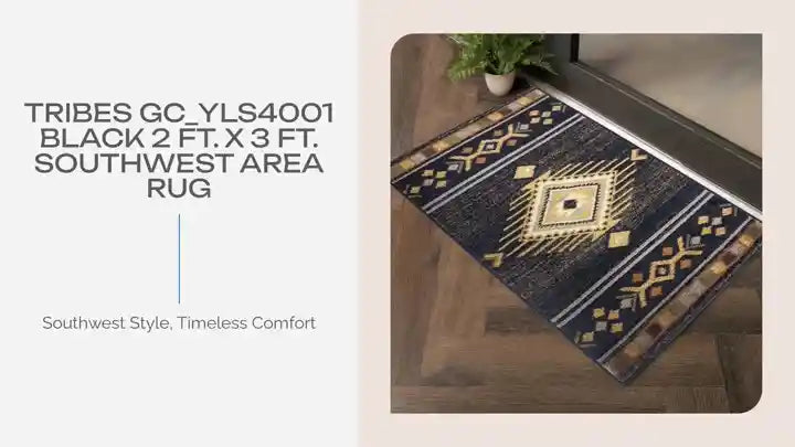 Tribes GC_YLS4001 Black 2 ft. x 3 ft. Southwest Area Rug by@Outfy