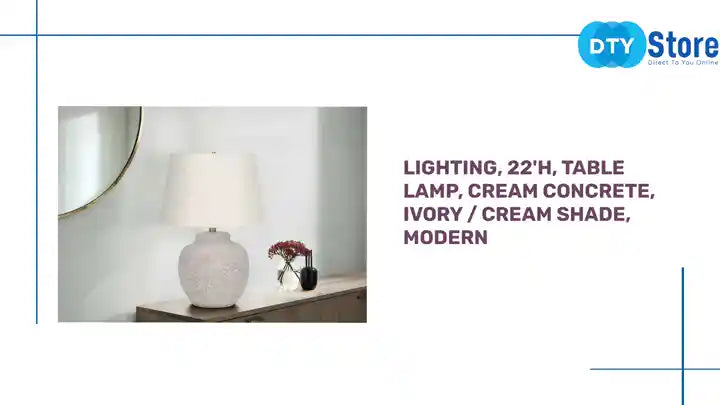 Lighting, 22&#039;h, Table Lamp, Cream Concrete, Ivory / Cream Shade, Modern by@Outfy
