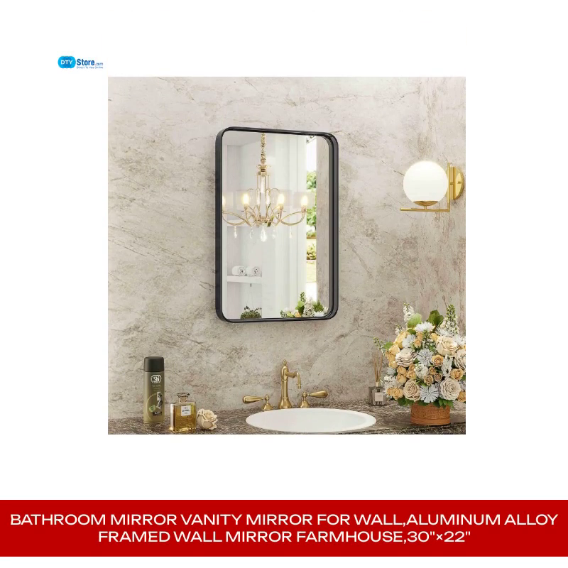 Bathroom Mirror Vanity Mirror for Wall,Aluminum Alloy Framed Wall Mirror Farmhouse,30&quot;&times;22&quot; by@Outfy