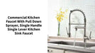 Commercial Kitchen Faucet with Pull Down Sprayer, Single Handle Single Lever Kitchen Sink Faucet by@Outfy