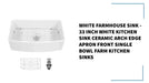 White Farmhouse Sink - 33 inch White Kitchen Sink Ceramic Arch Edge Apron Front Single Bowl Farm Kitchen Sinks by@Outfy
