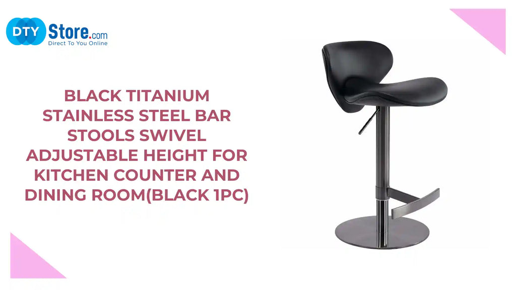 Black Titanium Stainless Steel Bar Stools Swivel Adjustable Height for Kitchen Counter and Dining Room(Black 1pc) by@Outfy