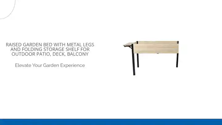 Raised Garden Bed with Metal Legs and Folding Storage Shelf for Outdoor Patio, Deck, Balcony by@Outfy