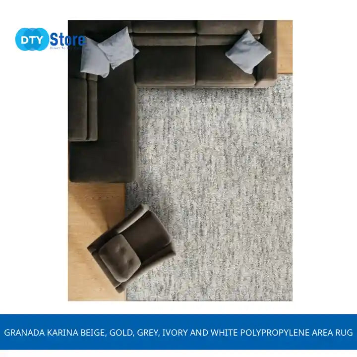Granada Karina Beige, Gold, Grey, Ivory and White Polypropylene Area Rug by@Outfy