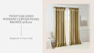 Twist Tab Lined Window Curtain Panel Bronze 50x120' by@Outfy