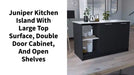 Juniper Kitchen Island with Large Top Surface, Double Door Cabinet, and Open Shelves by@Outfy