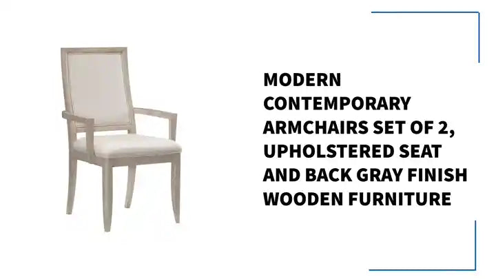 Modern Contemporary Armchairs Set of 2, Upholstered Seat and Back Gray Finish Wooden Furniture by@Outfy