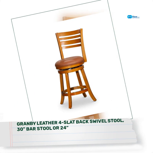 Granby Leather 4-Slat Back Swivel Stool, 30&quot; Bar Stool or 24&rdquo; by@Outfy