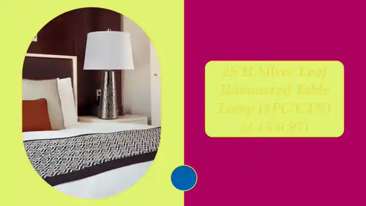 25&#039;H Silver leaf Hammered Table Lamp (1PC/CTN) (2.15/6.97) by@Outfy