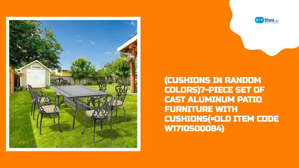 (Cushions In Random Colors)7-Piece Set Of Cast Aluminum Patio Furniture With Cushions(=OLD ITEM CODE W1710S00084) by@Outfy