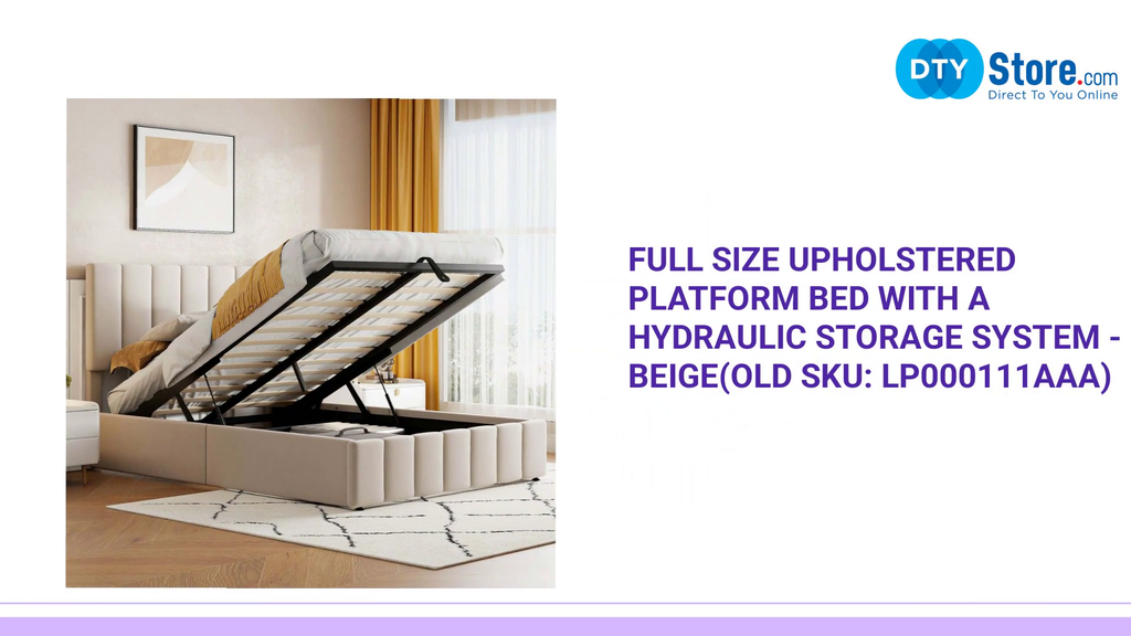 Full size Upholstered Platform bed with a Hydraulic Storage System - Beige(OLD SKU: LP000111AAA) by@Outfy