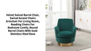 Velvet Swivel Barrel Chair, Swivel Accent Chairs Armchair for Living Room, Reading Chairs for Bedroom Comfy, Round Barrel Chairs with Gold Stainless Steel Base by@Outfy