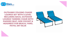 Outsunny Folding Chaise Lounge Set with 5-level Reclining Back, Outdoor Lounge Tanning Chair with Padded Seat, Side Pocket &amp; Headrest for Beach, Yard, Patio, Sky Blue by@Outfy