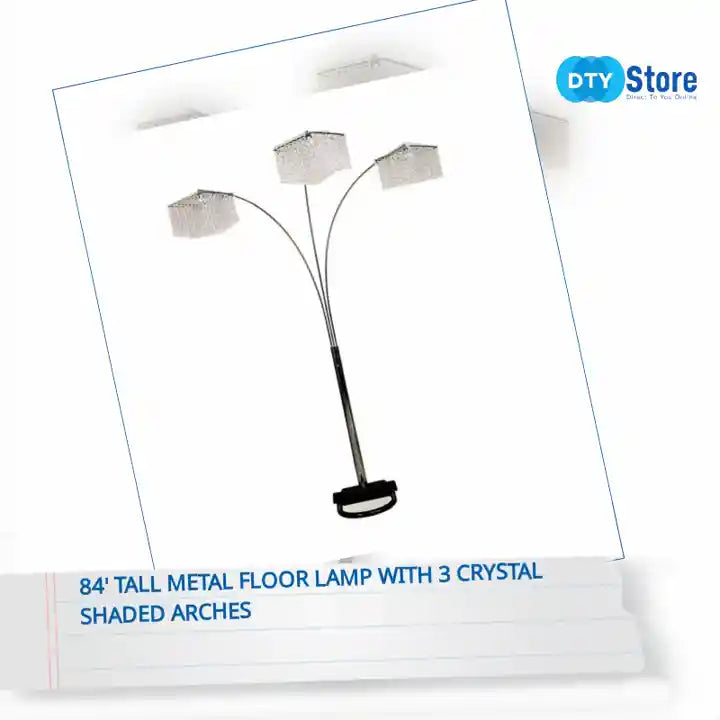 84&#039; Tall Metal Floor Lamp with 3 Crystal Shaded Arches by@Outfy