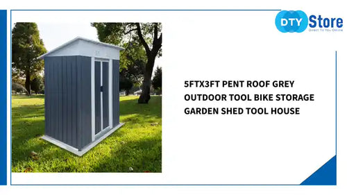 5FTx3FT Pent Roof Grey Outdoor Tool Bike Storage Garden Shed Tool House - Image 6