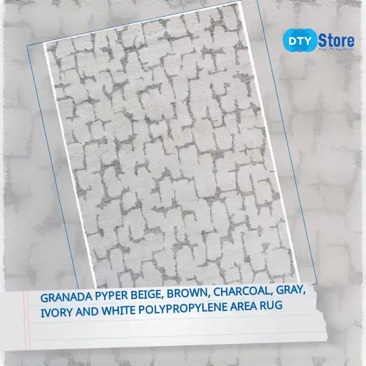 Granada Pyper Beige, Brown, Charcoal, Gray, Ivory and White Polypropylene Area Rug by@Outfy